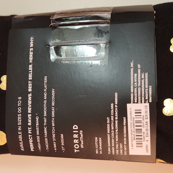 ❤️NWT VINTAGE TORRID LEGGING - POCKETS GOLD HEART PRINT - BLACK - PLUS SIZE - Picture 9 of 11